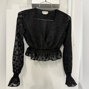 Lovers + friends Elegant Black Polka Dot Women's Top